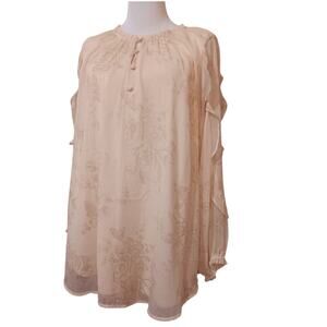 Boho Fairy Romantic Blouse Peasant Top 1X Flowy Ruffles Floral Roses Cottagecore